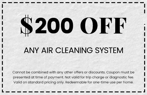 $200 off any air cleaning system coupon with terms and conditions for Lincoln Heating & Air promotions.